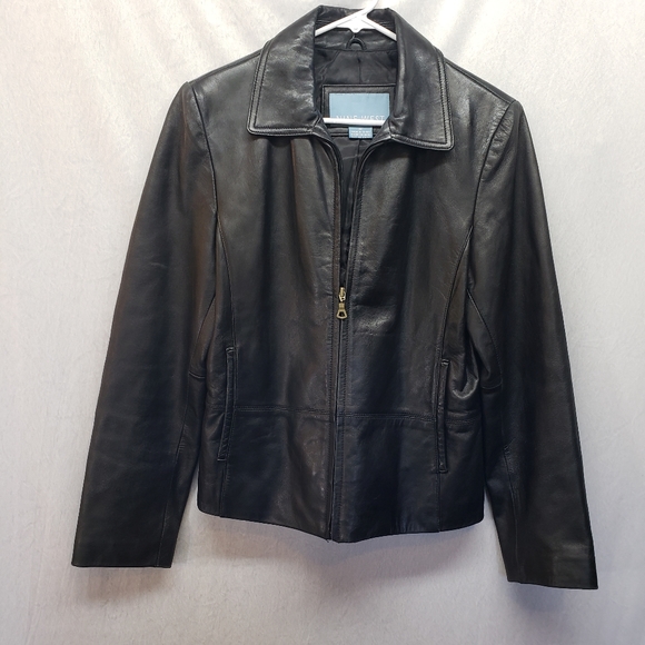 Nine West Black Leather Jacket Size Medium
